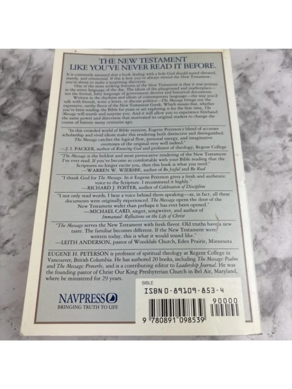 The Message: The New Testament in Contempory- 0891098534, E H Peterson paperback